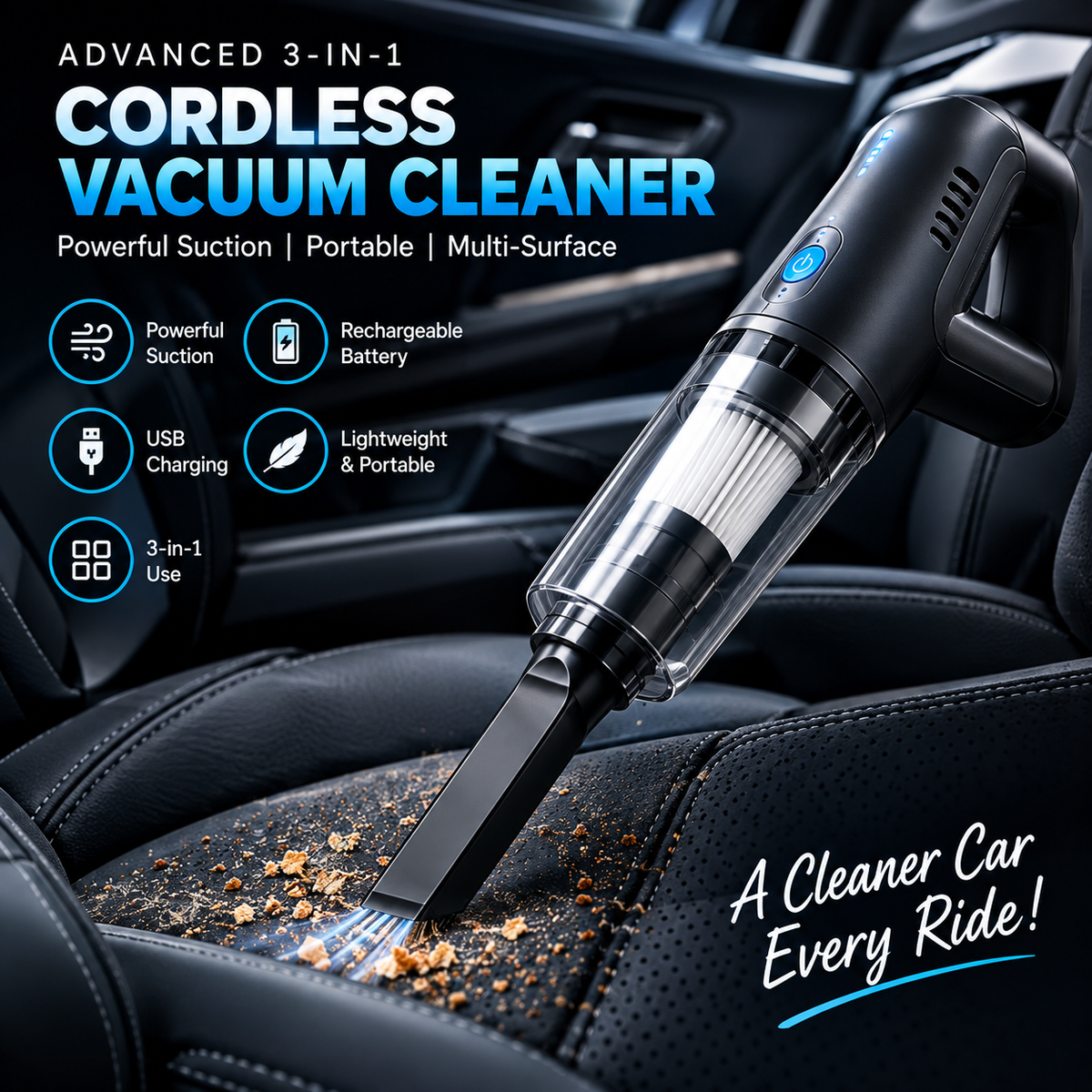 3-in-1 Cordless Handheld Vacuum Cleaner