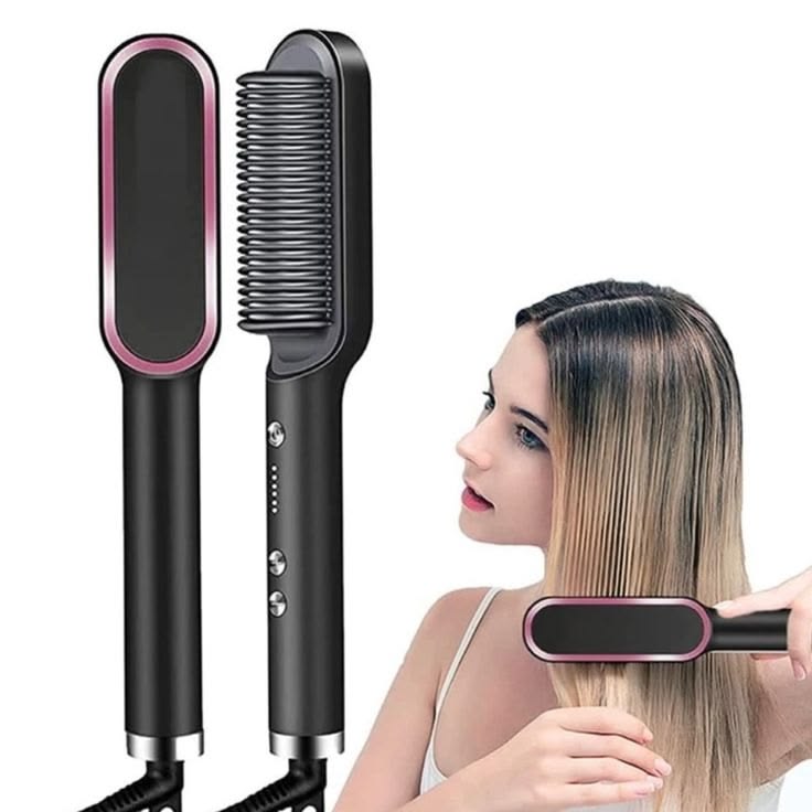 Hair Straightener Brush Curling Comb 2 In 1 Hair Hot Comb Anti-Scald Hair Straightener Brush