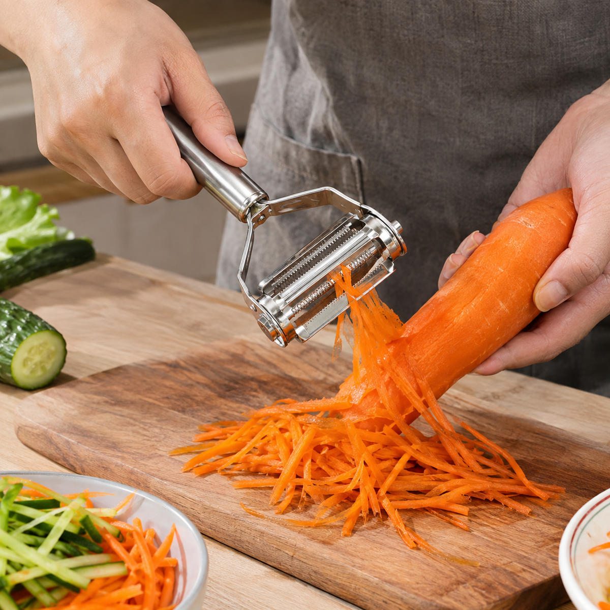 Stainless Steel Julienne Peeler 2-in-1 – Vegetable Peeler, Grater, Slicer & Shredder Kitchen Tool