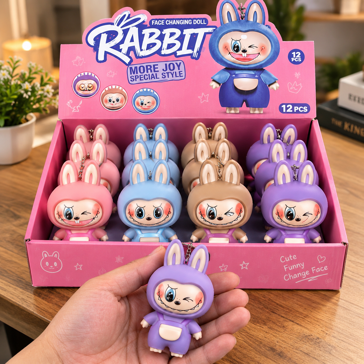 Face Changing Labubu Keychain - Toy Accessory Designed For Entertainment